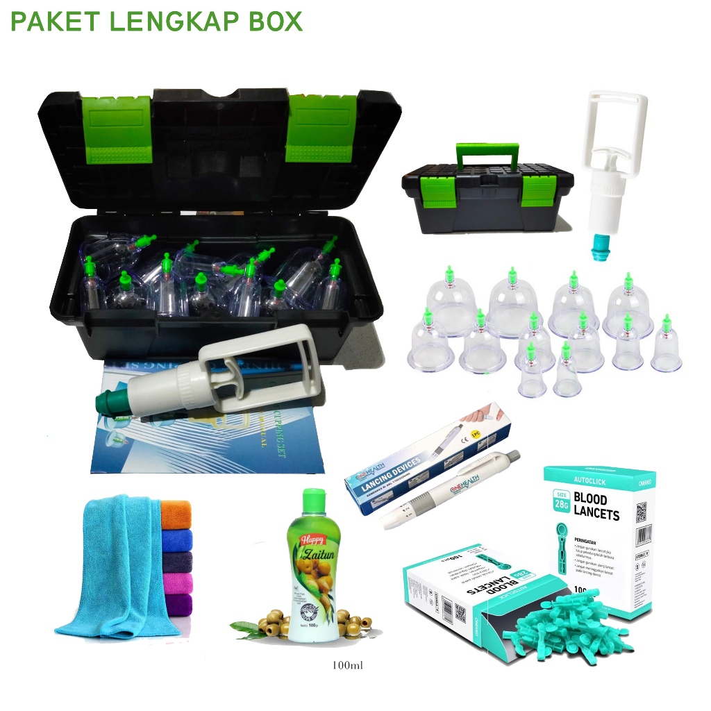 Alat Bekam Lengkap Jarum Kop Angin isi 6 - 12 / Alat bekam murah / Alat kop murah/Alat Kop Lengkap