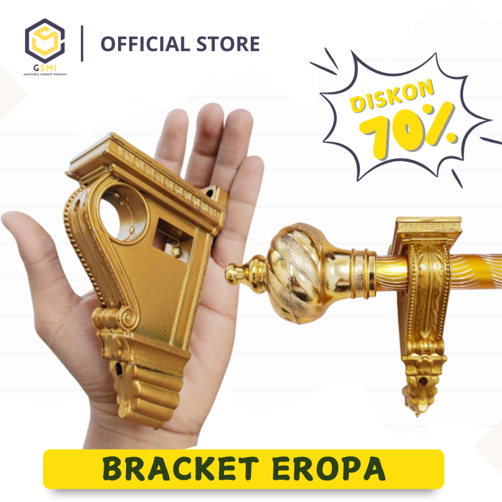 BRACKET PENYANGGA BESI BATANG GORDEN MODEL EROPA ENCUP / PENUTUP BATANG GORDEN