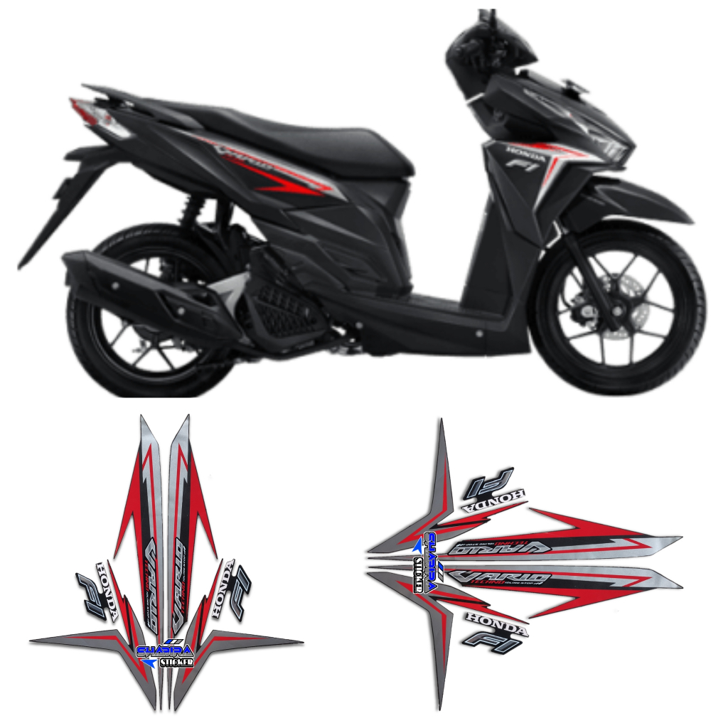 STICKER STRIPING LIS LES POLET BODY MOTOR HONDA VARIO LED 125 FI 2016 ISS HITAM FULLSET