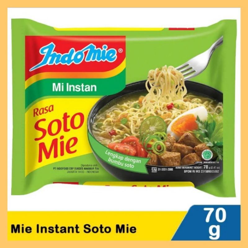 

Indomie mie instan rasa soto mie 70 g