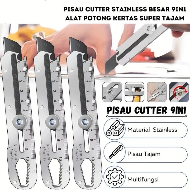 

HOMEWARE Cutter Stainless Steel Dengan Pengukur Anti Karat 9 in 1 Knife Cutting Tool Bottle Cutter Serbaguna