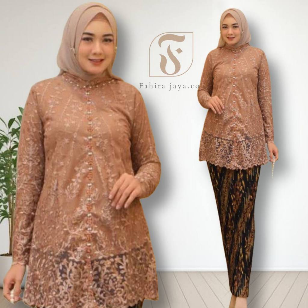 Dheefa - Kebaya Tunik Rinjani Payet Kebaya Modern Kebaya Brokat Payet Kebaya Pesta Hijab Modern Baju