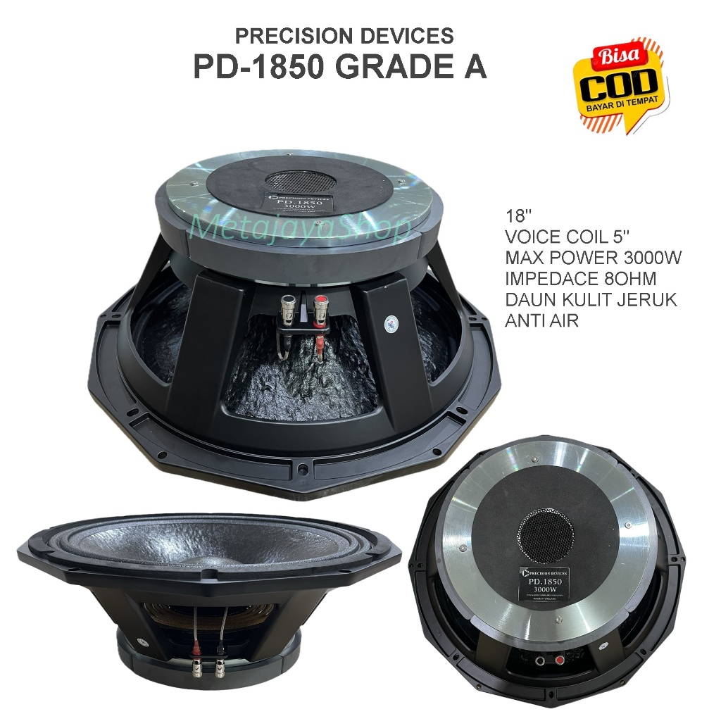 SPEAKER COMPONENT PRECISION DEVICES 18 INCH PD-1850 VOICE COIL 5'' GRADE A DAUN KULIT JERUK