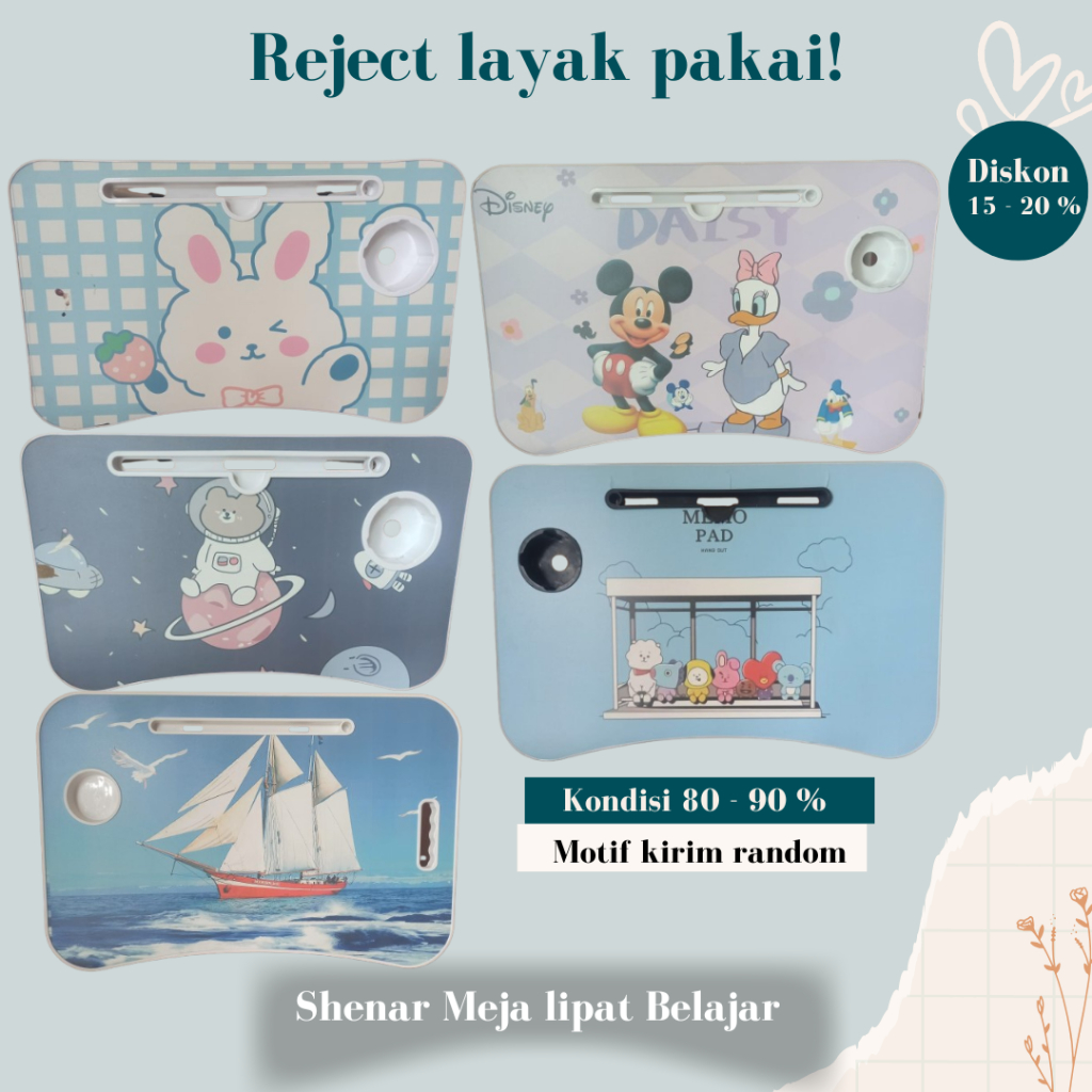 Meja lipat rejetc 60x40 / meja belajar rijek / meja belajar pinggir pecah masih bagus / meja rijek /