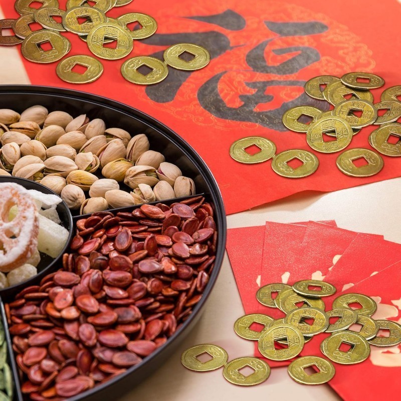 Isi 100pcs Koin Feng Shui China 1cm Uang Kuno China Logam Koin Cina Hiasan Koin Imlek By ID-Celta