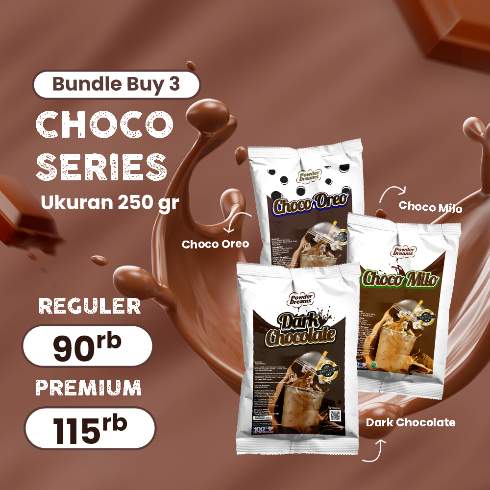 

Powder Dreams - Paket Bubuk Minuman Chocolate Buy 3 pcs Lebih Hemat 250 gr + BONUS RESEP