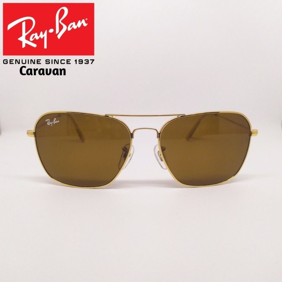 Kacamata Rayban CARAVAN RB3036 size 58 Gold Brow lensa kaca secen ori