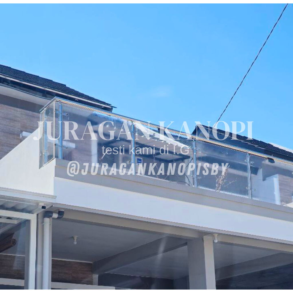 Railing Tangga Kaca Tempered / Balkon Kaca Tempered