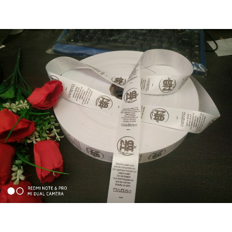 Label Baju Satin Printing Custom 1 roll