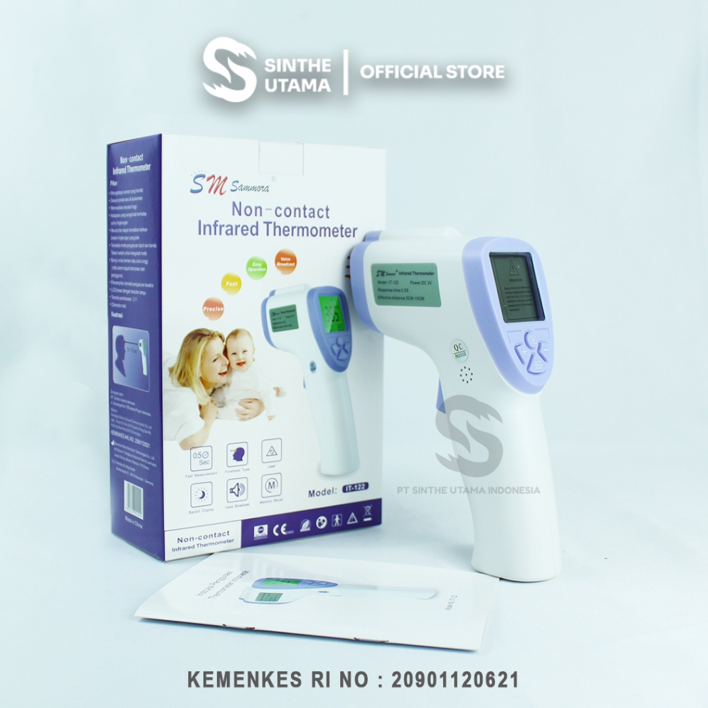 Thermometer Tembak Infrared Sammora / Termometer Cek Suhu tubuh SM IT 122 / Alat Pengukur Temperatur