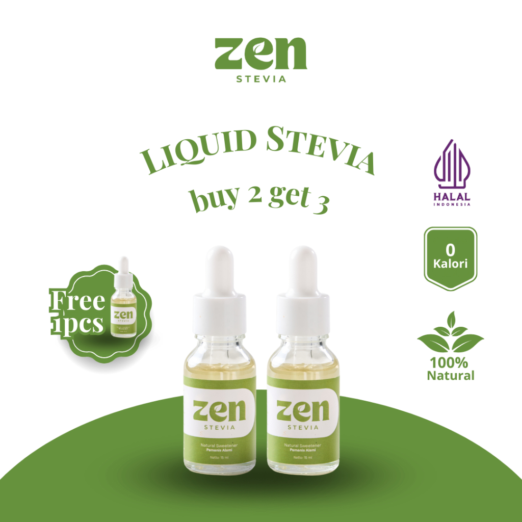 

[PROMO BUY 2 GET 3] ZEN Stevia Natural Sweetener Pemanis Alami Gula Stevia Tetes Nol Kalori