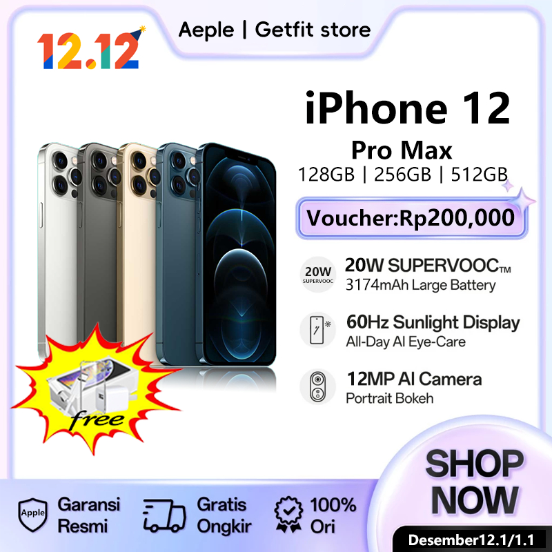 iPhone 12 Pro Max 128/256GB Bekas Original 100% iPhone Sceond iPhone Seken iPhone 12 Pro Max 256GB