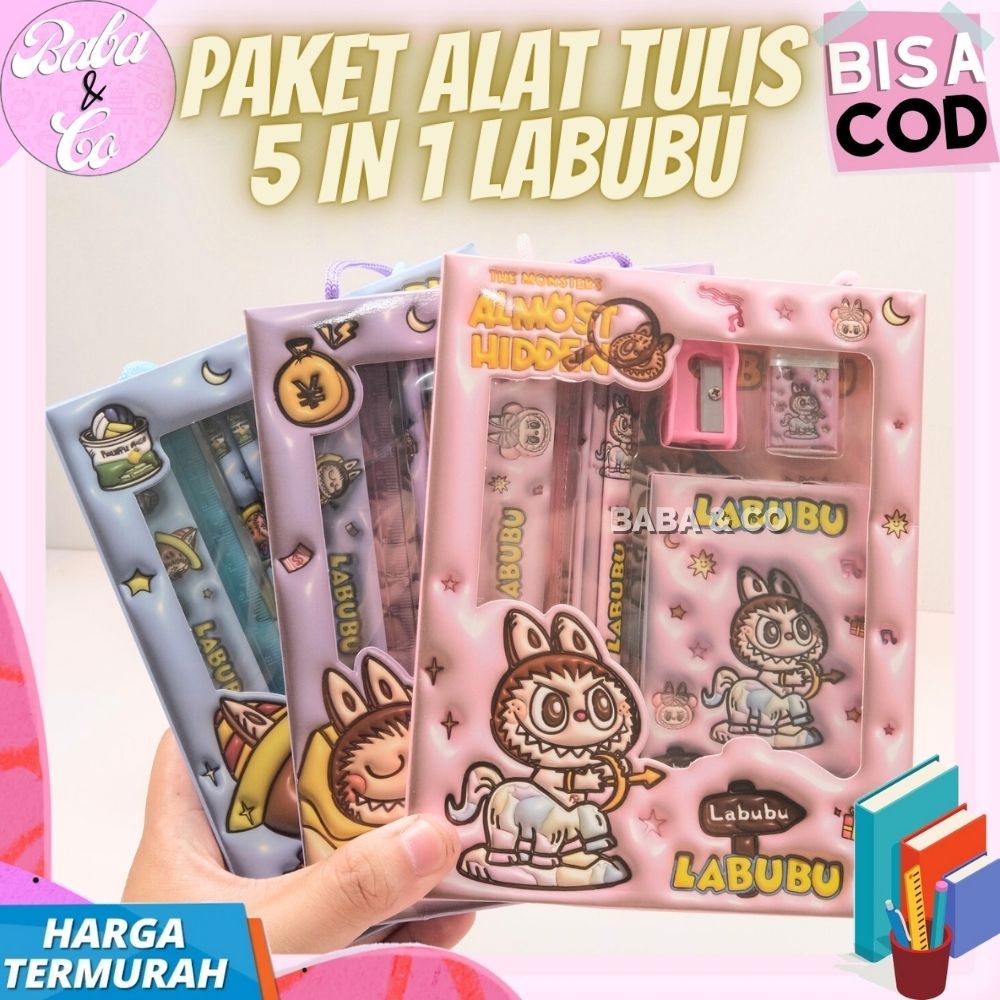 

PAKET ALAT TULIS LABUBU 5 IN 1 SET ALAT TULIS XIMI LABUBU LUCU UNIK PENGGARIS PENSIL LABUBU SERUTAN LABUBU IMUT