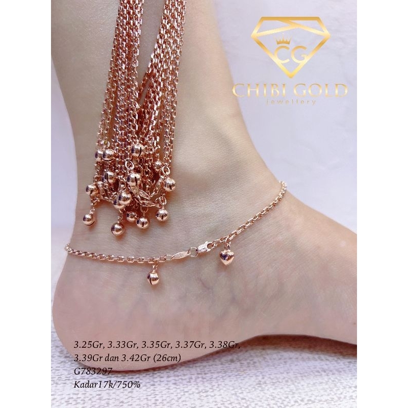 CHIBI GOLD - Gelang kaki Tiger 750 kadar 17K - chibi gold