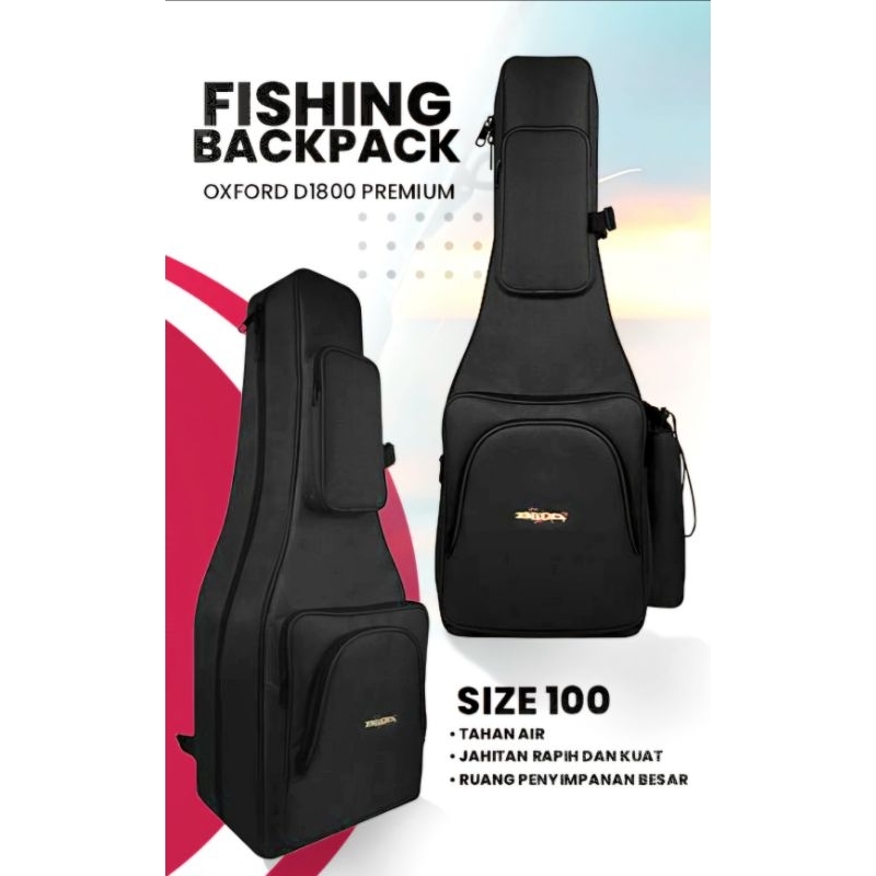 Tas Pancing Ransel Blood Warna Hitam / Tas Ransel Pancing Jumbo 100 cm Hitam