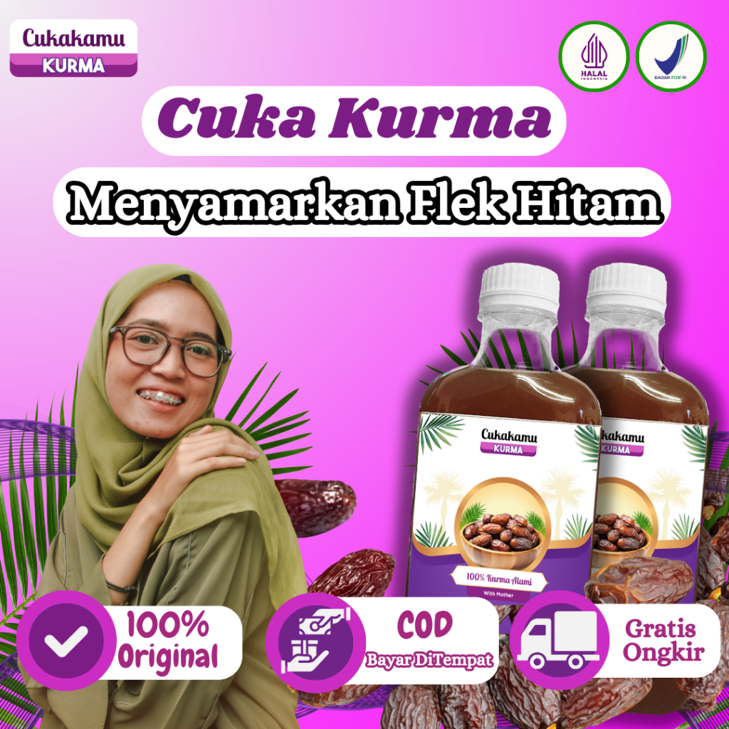 

CUKAKAMU Cuka Kurma Mencerahkan Wajah Putih Bersih Flek Hitam & Kerutan Hilang - 2 Botol