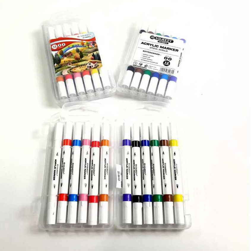 

Harga Grosir 1 kotak/ 12pcs Spidol Akrilik Marker SA-SQ8812 squeezy