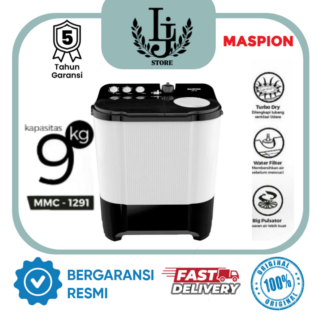 Mesin Cuci Maspion 2 Tabung 1291 Mesin Cuci Dua Tabung Maspion 9Kg