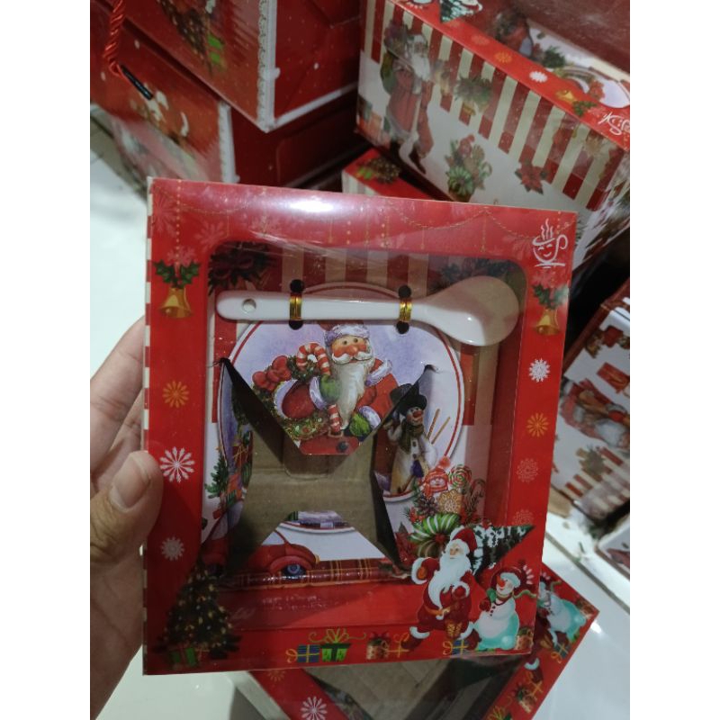 

Ready stock! [Free Sendok] Kotak Kosongan Hampers Mug Motif Natal Kotak Hadiah Kado Natal