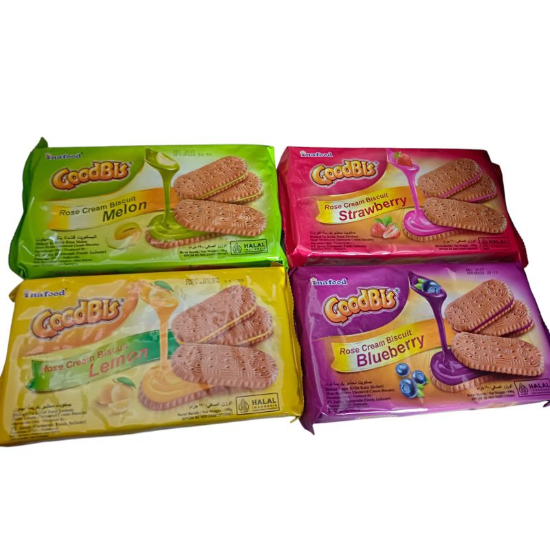 

Inafood goodbis rose cream biscuit 190gr VarianMelon Strawberry Blueberry Lemon