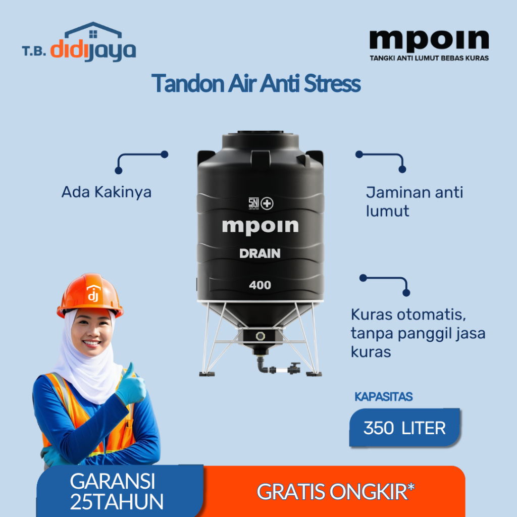 Tandon Air MPOIN Drain 400 Toren Air Tangki Air 350 Liter