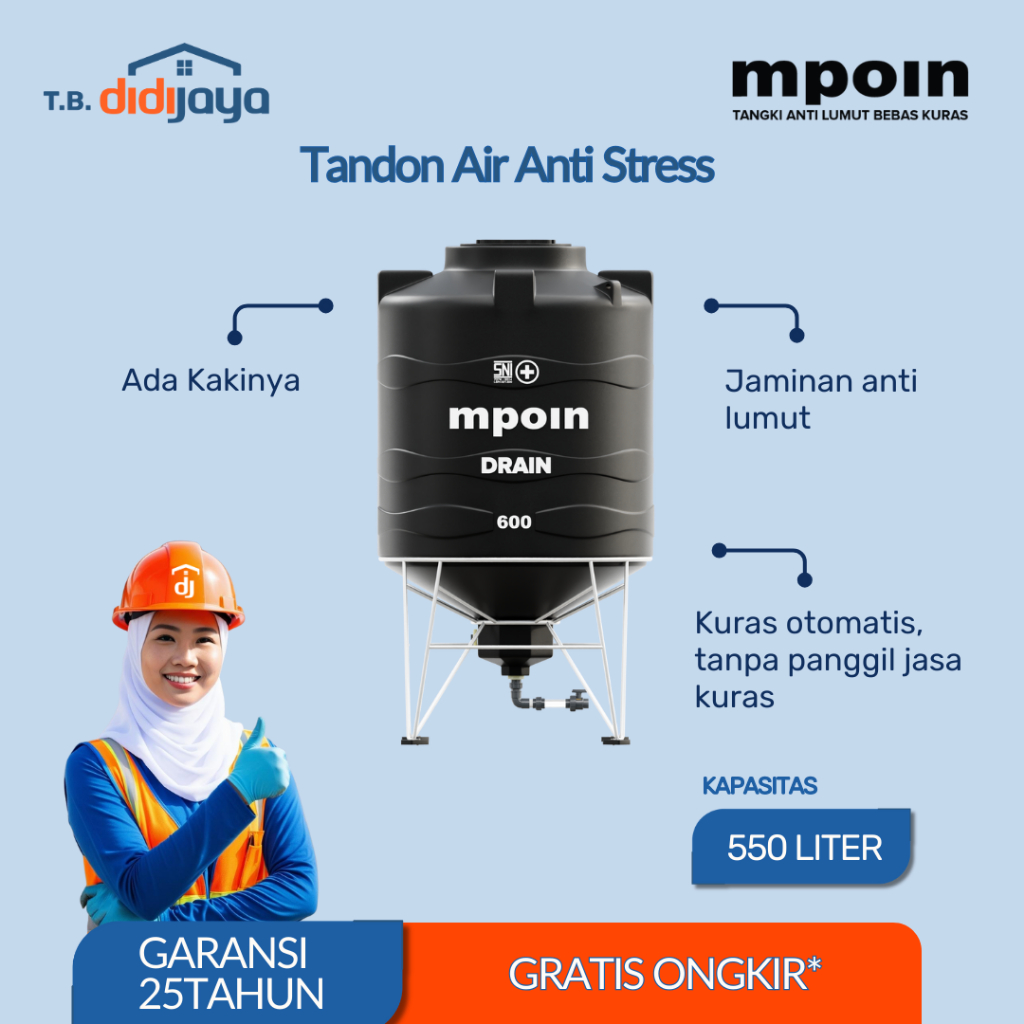 Tandon Air MPOIN Drain 600 Toren Air Tangki Air 550 Liter