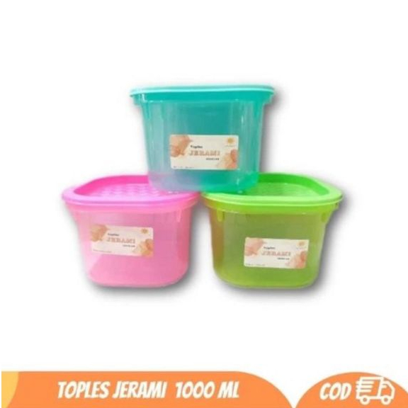 Toples Plastik Kotak Segi Jerami 1000 ML / Toples Kue Plastik Murah / Kotak Penyimpanan Serbaguna