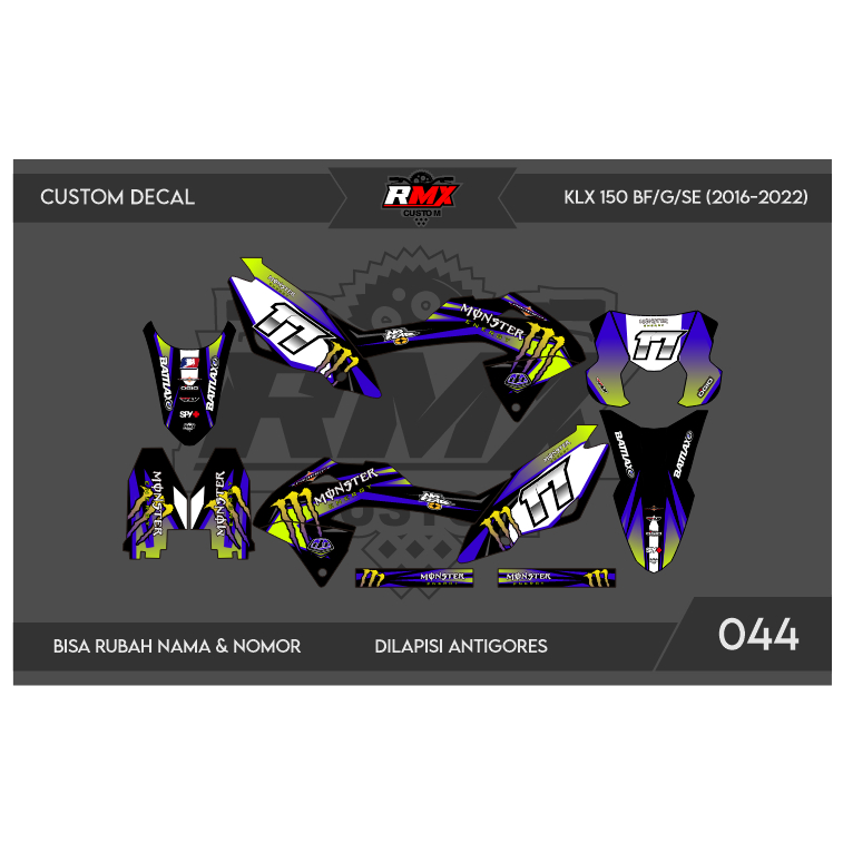 DECAL STICKER KLX BF (044) DEKAL STIKER KLX 150 G/SE/EXTREME/NEW FULLBODY 2016 2017 2018 2019 2020 2