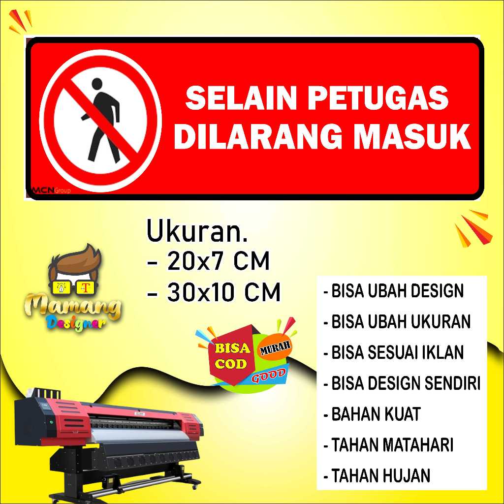 

Stiker Tempelan Selain Petugas Dilarang Masuk Bahan Bagus Merah