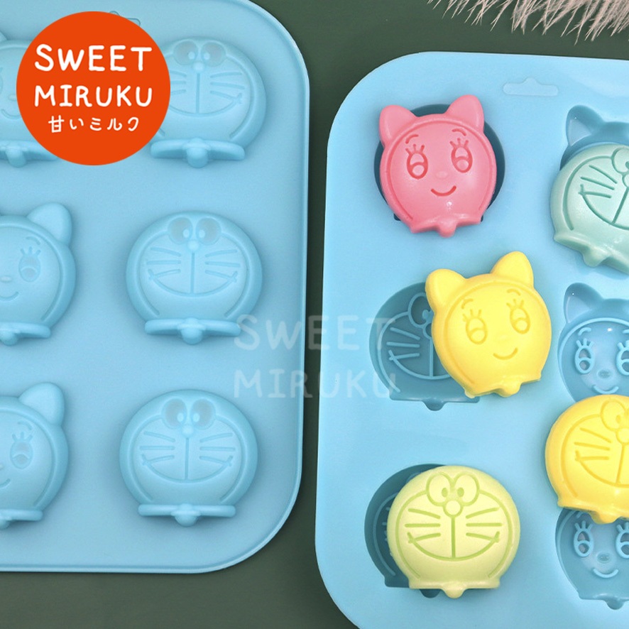 B109 CETAKAN SILIKON KARTUN KARAKTER DORAEMON DORAMI JELLY COKLAT PUDDING COOKIES KUE CARTOON SILICO