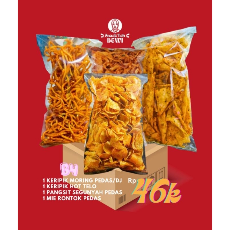 

Paket Bundling 4 Keripik Pedas Snack Teh Dewi 4pcs