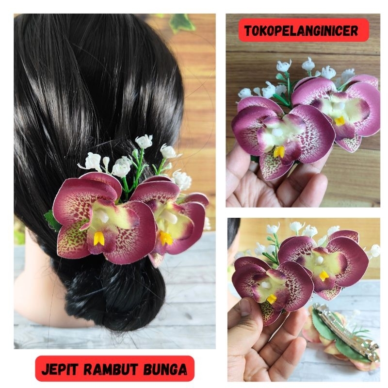 Jepit Rambut Korea Bunga Anggrek- ORCHID HAIR CLIP-Kep Rambut Jepit bunga anggrek cantik -Kep Hiasan