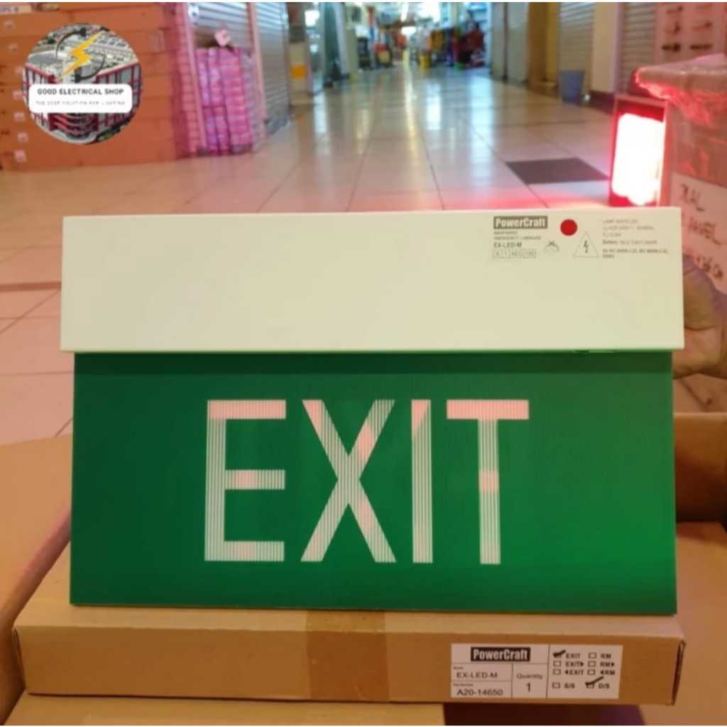 Lampu Emergency Exit Light Powercraft EX-LED-M 1.2W LED Nicad Battery