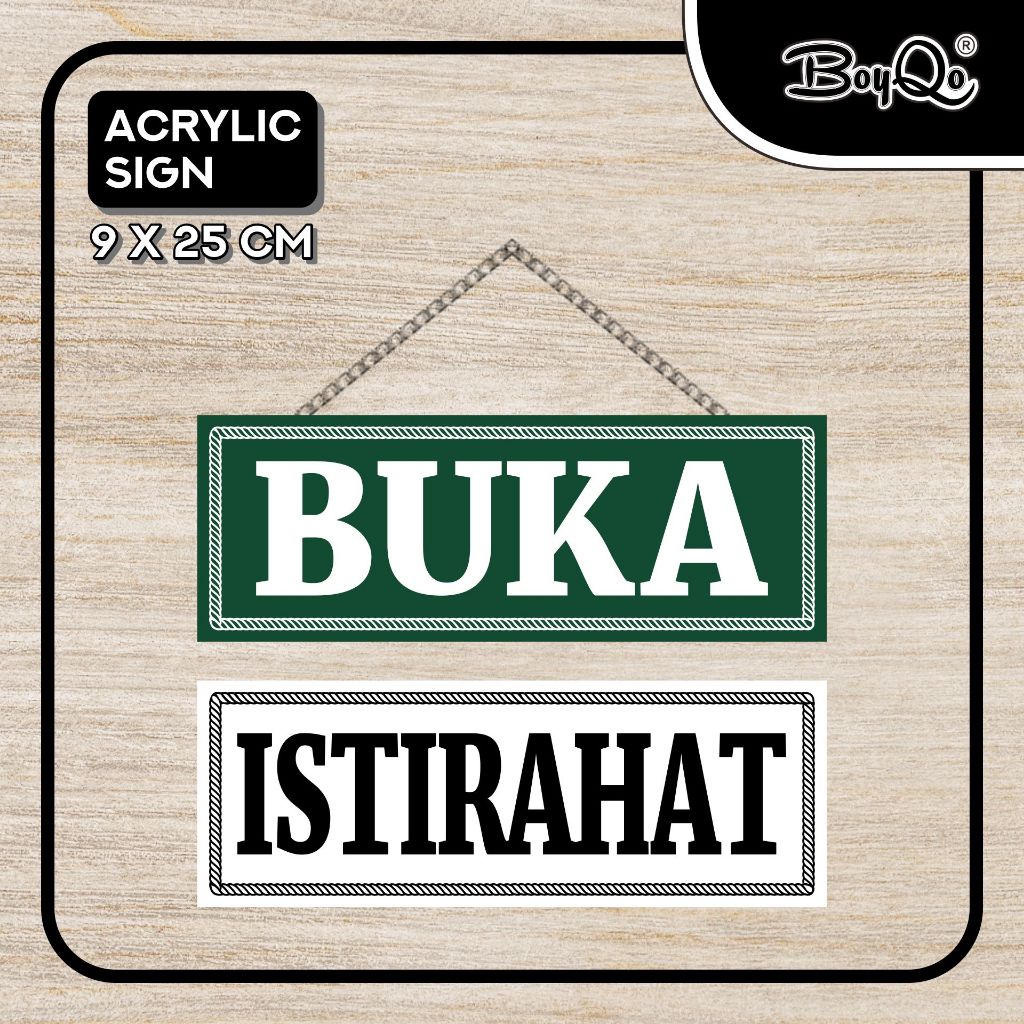

BoyQo 3 in 1 Akrilik Rantai Buka - Istirahat Ukuran 25 x 9 | Akrilik Bolak Balik | Akrilik Rantai
