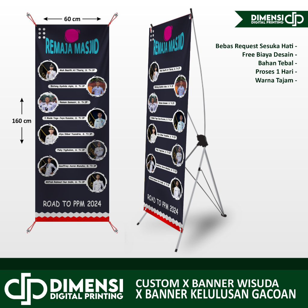 CUSTOM X BANNER / Standing Banner Kelulusan Tema Mi Gacoan / spanduk wisuda universitas