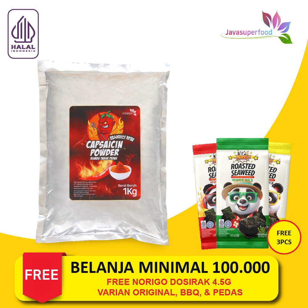 

Bubuk Cabe Super Pedas / Bubuk Cabe Pedas / Cabe Bubuk / Bubuk Cabai Kering / CAPSAICIN 1KG