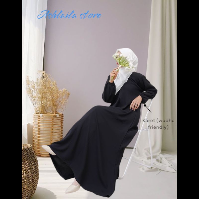 Abaya polos Jet black adem