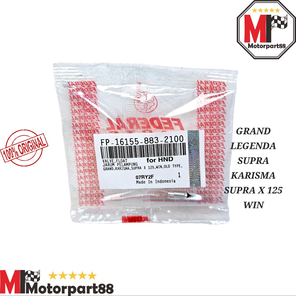 JARUM PELAMPUNG KARBURATOR GRAND SUPRA KARISMA SUPRA X 125 WIN LEGENDA FEDERAL