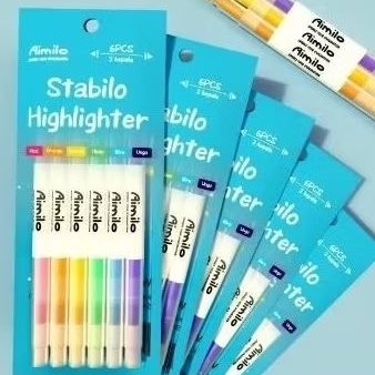 

STABILO HIGHLIGHTER AIMILO 1 SET | stabilo pastel 6 pcs 2 kepala