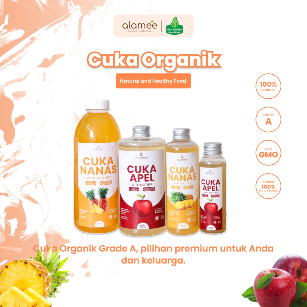 

ALAMEE Cuka Apel Nanas Original Vinegar With Mother Premium Organik Pine Apple Cider Vinegar