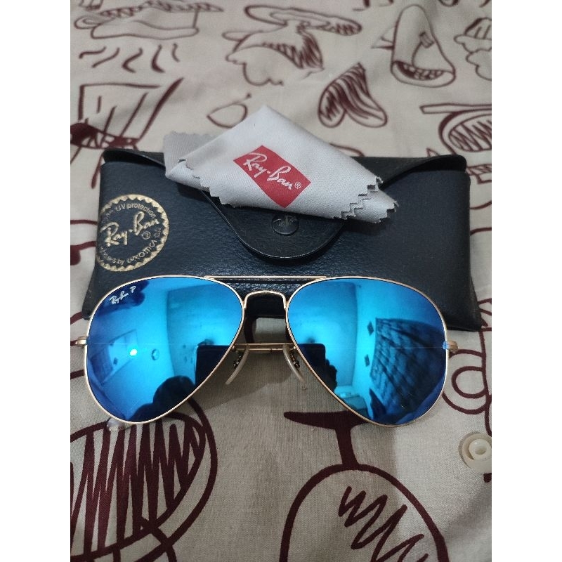 Rayban italy aviator polarized blue lens mirror rb-3025