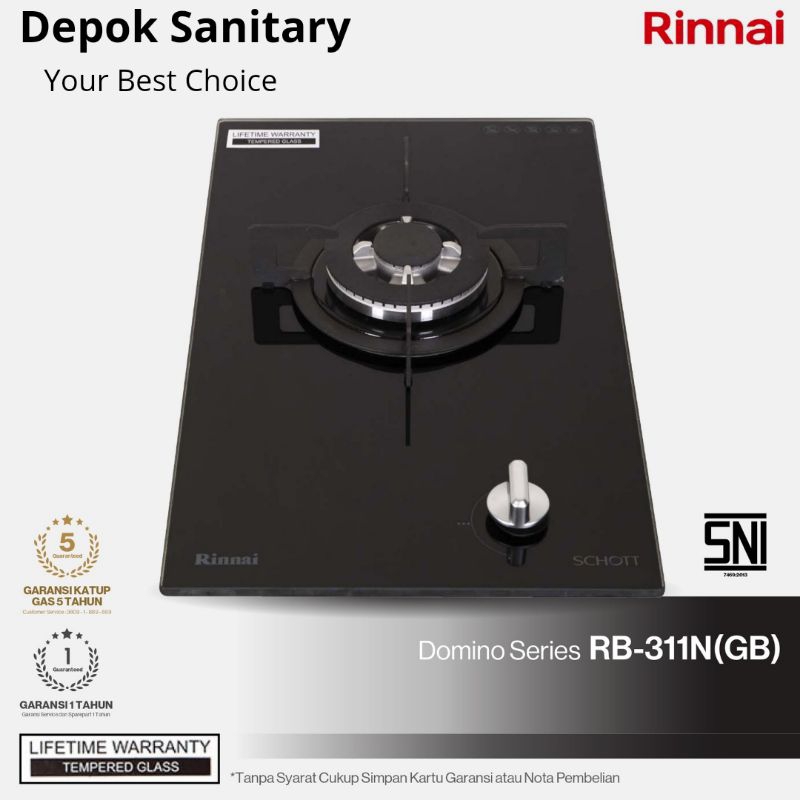 RINNAI KOMPOR TANAM BUILT IN HOB RB-311 (NGB) KOMPOR TANAM RINNAI 1 TUNGKU