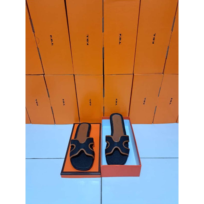 Sandal Flat  Import Wanita Teplek Karet Shoes - Sendal
