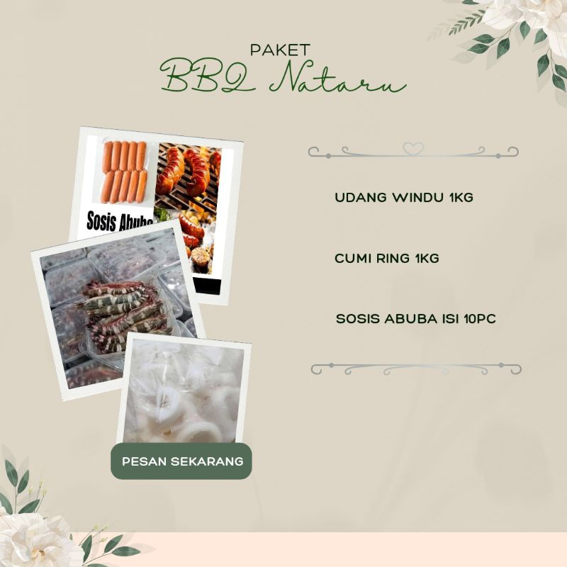 

paket bakar2an BBqan tahun baru udang windu 1kg cumi ring 1kg sosis abuba isi 10