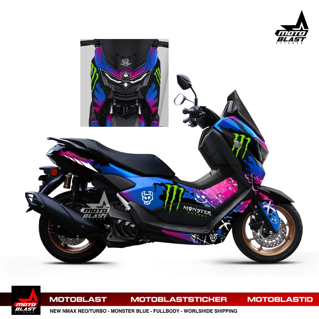 Decal Sticker Yamaha NMAX Neo Turbo Livery Monster Blue Full Body Motoblast