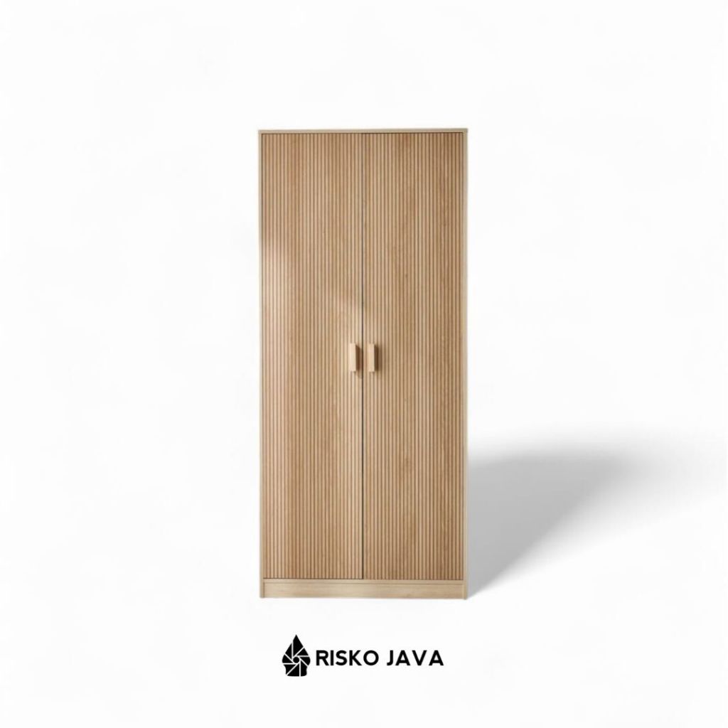 Almari Kayu Jati / Almari 2 Pintu Salur / Almari Pakaian Minimalis | MADSEN