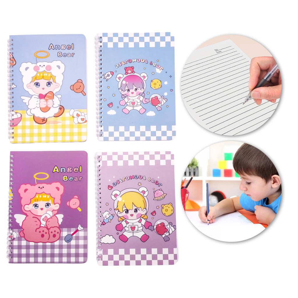 

【ZOFDA Bear】60 Lembar Buku Catatan Buku Tulis A5 Coil Notebook Imut-Imut Spiral Notebook Buku Diary 1PC/4PCS