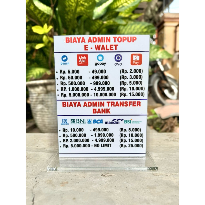 

BIAYA ADMIN BISA CUSTOM AKRILIK MEJA UKURAN 15x20 BAHAN TEBAL KUAT KOKOH