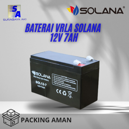 BATERAI SOLANA 12V 7AH AKI UPS SOLANA AKI SOLAR PANEL BATERAI VRLA - SOLANA 12V 7AH