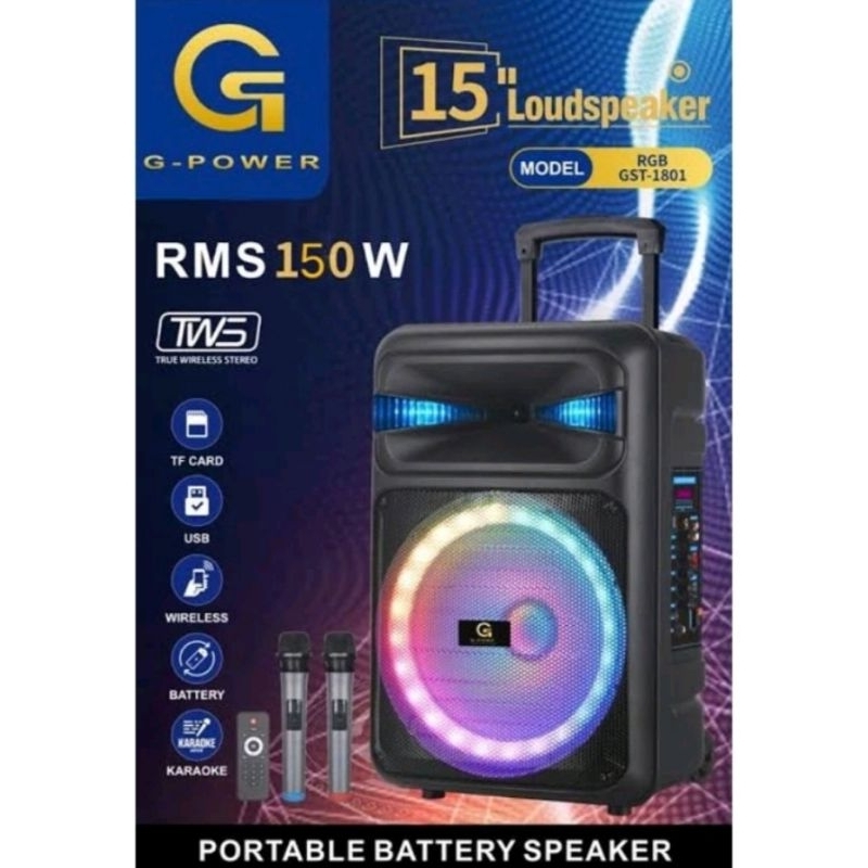 G-Power Speaker Portable Bluetooth 15 inc GST 1801 RGB